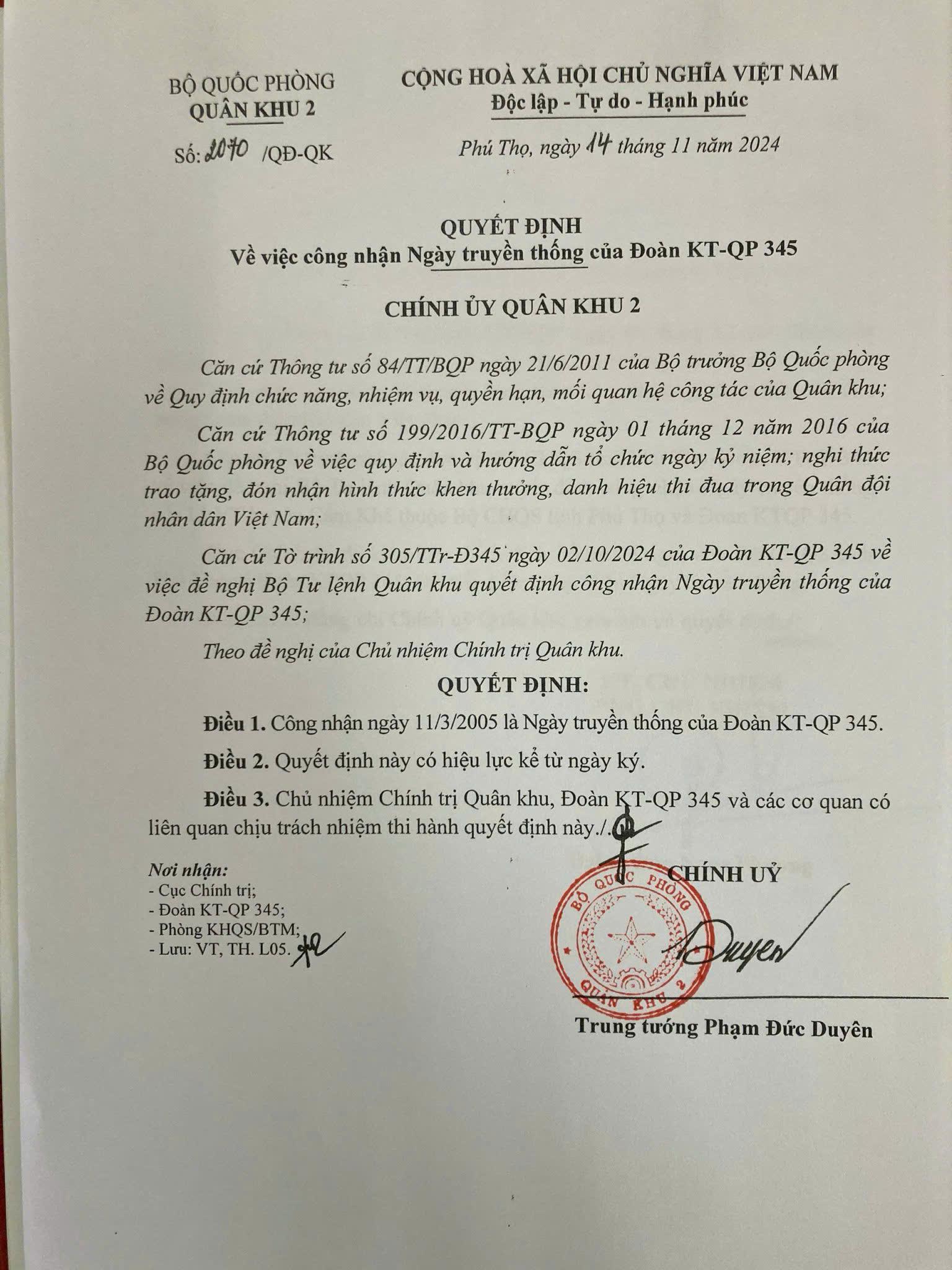 Hình ảnh trong tài liệu lịch sử Đoàn 345